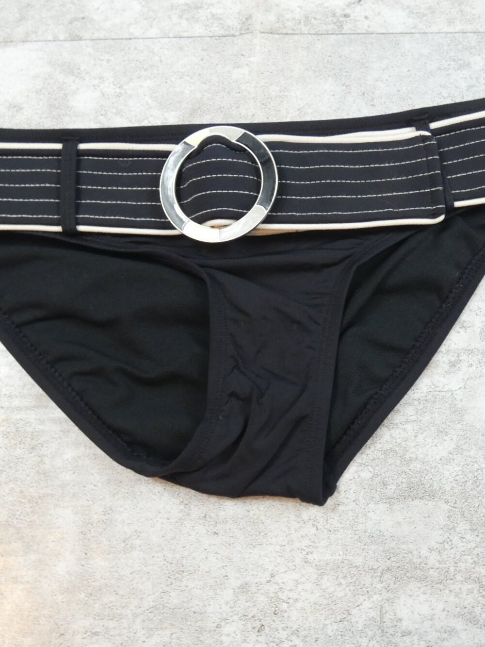 Jag Swim Bottom Black Belted Chic Cheeky Beach Wear James Bond